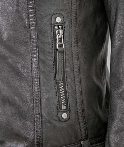 Gipsy - Damen Lederjacke Kapuze Lammnappa schwarz Natur gegerbt Größe XXL - 5