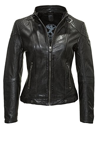 Gipsy Damen Lederjacke mit Kapuze im Biker Look Schwarz (XXL, Black) - 2