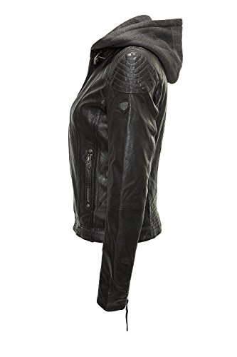 Gipsy Damen Lederjacke mit Kapuze im Biker Look Schwarz (XXL, Black) - 3