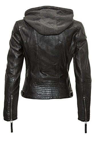 Gipsy Damen Lederjacke mit Kapuze im Biker Look Schwarz (XXL, Black) - 4