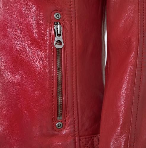 Gipsy - Damen Echtleder Lederjacke Lammnappa rot Größe S - 4