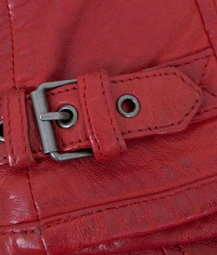 Gipsy - Damen Echtleder Lederjacke Lammnappa rot Größe S - 5