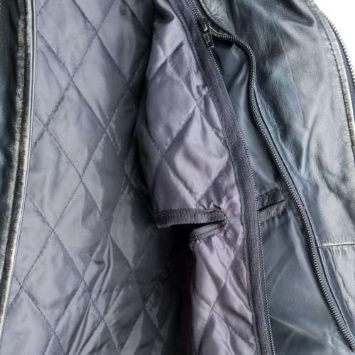 URBAN 5884 Motorradjacke Herren Leder, Herrenjacke aus Lammleder, verstaubare Protektoren für Rücken, Schultern und Ellenbogen - 4