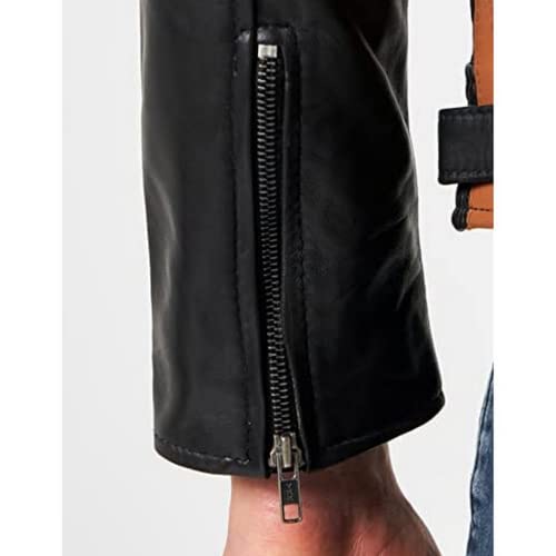 URBAN 5884 Motorradjacke Herren Leder, Herrenjacke aus Lammleder, verstaubare Protektoren für Rücken, Schultern und Ellenbogen - 8