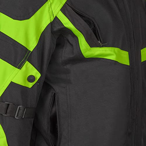 URBAN 5884 Herren Motorradjacke aus Cordura, wasser- und winddicht, Motorradjacke für alle 4 Jahreszeiten mit herausnehmbarem Thermofutter, Schwarz/Gelb, 3XL - 6
