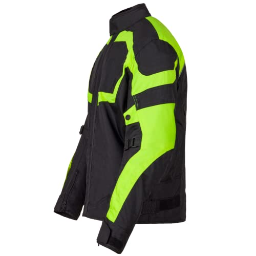 URBAN 5884 Herren Motorradjacke aus Cordura, wasser- und winddicht, Motorradjacke für alle 4 Jahreszeiten mit herausnehmbarem Thermofutter, Schwarz/Gelb, 3XL - 7