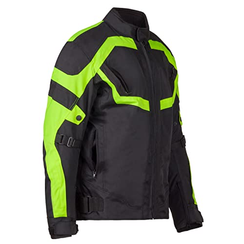 URBAN 5884 Herren Motorradjacke aus Cordura, wasser- und winddicht, Motorradjacke für alle 4 Jahreszeiten mit herausnehmbarem Thermofutter, Schwarz/Gelb, 3XL - 8