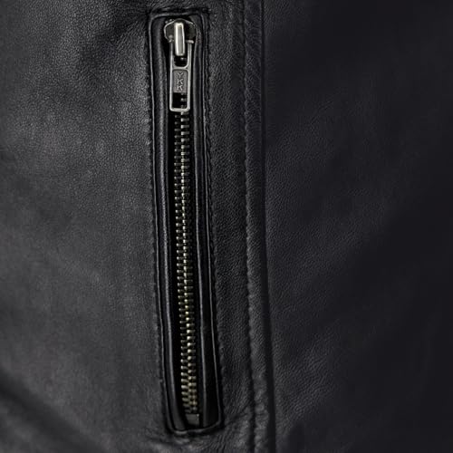 URBAN 5884 Damen Lederjacke RILEY, Echtes Lammfell Jacke für Plus Size Langlebig und weich im Griff, Schwarz, 46 - 5