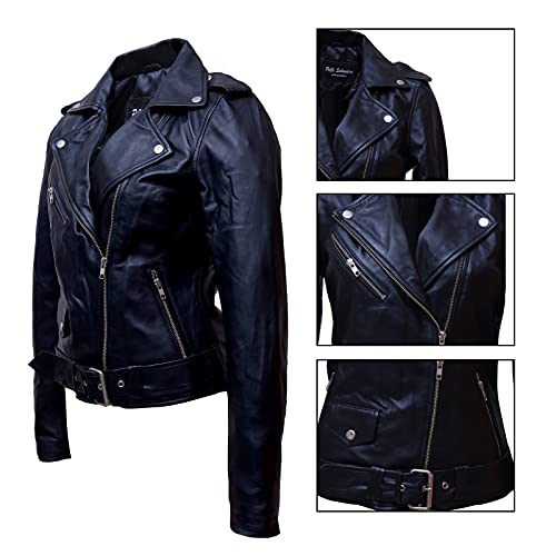 Urban Leather Damen Jacke Biker Perfecto Ladies, Schwarz, Große : M, UR-131 - 4