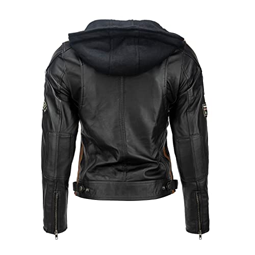 URBAN 5884 Motorradjacke Damen Mit Protektoren, Damenjacke aus Lammleder, Protektoren für Rücken, Schultern und Ellenbogen, Schwarz, M - 3