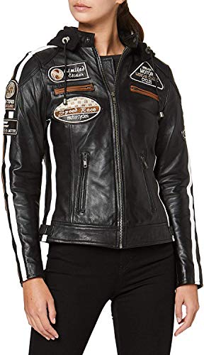 URBAN 5884 Motorradjacke Damen Mit Protektoren, Damenjacke aus Lammleder, Protektoren für Rücken, Schultern und Ellenbogen, Schwarz, M - 4
