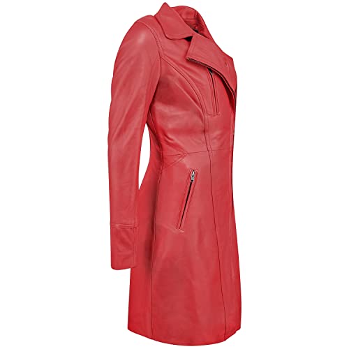 URBAN 5884 Damen Ur1308 Frauen Lederjacke Elegante Jacke aus weichem Lammfell f r Damen Langes Modell, Rot, S EU - 2