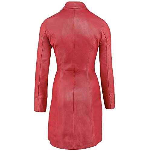 URBAN 5884 Damen Ur1308 Frauen Lederjacke Elegante Jacke aus weichem Lammfell f r Damen Langes Modell, Rot, S EU - 3