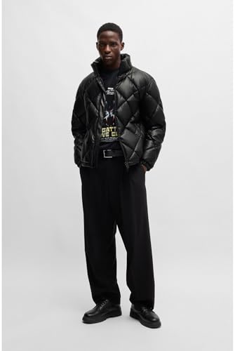 HUGO Herren Borin2441 Steppjacke aus Kunstleder mit Stack-Logo Schwarz001 L - 3