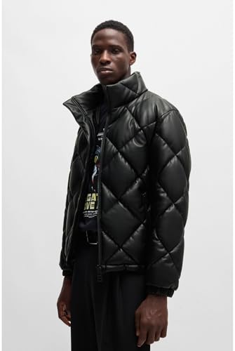 HUGO Herren Borin2441 Steppjacke aus Kunstleder mit Stack-Logo Schwarz001 L - 4