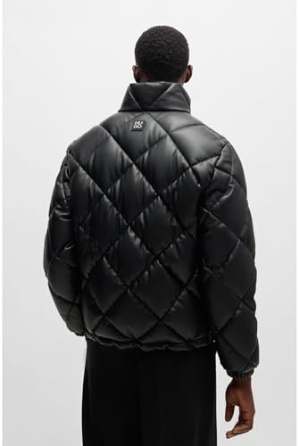 HUGO Herren Borin2441 Steppjacke aus Kunstleder mit Stack-Logo Schwarz001 L - 5