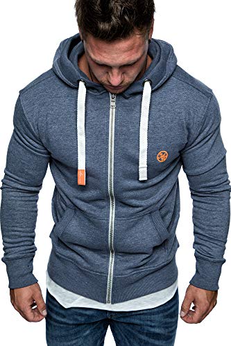 Amaci&Sons Herren Zipper Kapuzenpullover Sweatjacke Pullover Hoodie Sweatshirt 1-04029 Blau XXL - 3