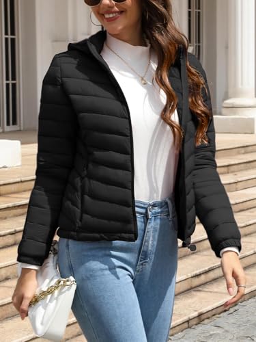 Giolshon Frauen gesteppt leichte Jacke Puffer Mantel Frauen Blase für Herbst und Winter Schwarz XL - 2