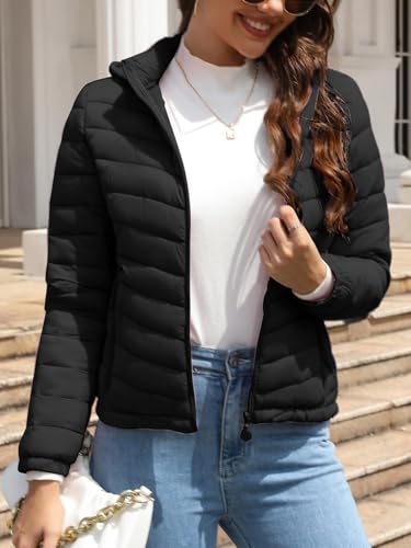 Giolshon Frauen gesteppt leichte Jacke Puffer Mantel Frauen Blase für Herbst und Winter Schwarz XL - 3