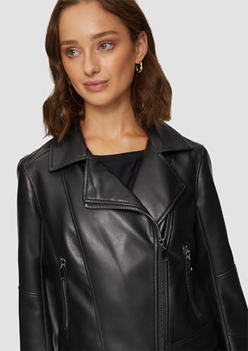 s.Oliver BLACK LABEL Schmal geschnittene Kunstleder-Jacke mit Reverskragen schwarz 36 - 2