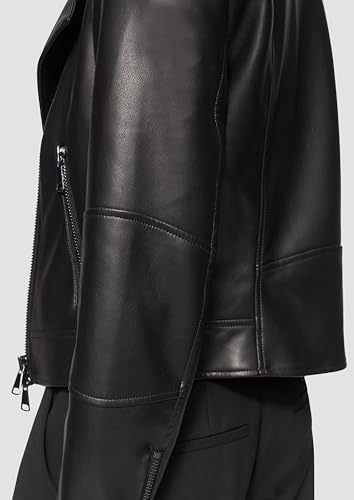 s.Oliver BLACK LABEL Schmal geschnittene Kunstleder-Jacke mit Reverskragen schwarz 36 - 3