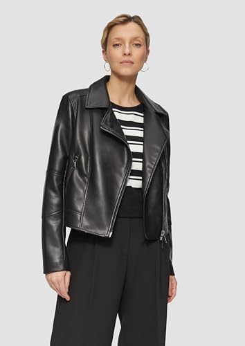 s.Oliver BLACK LABEL Schmal geschnittene Kunstleder-Jacke mit Reverskragen schwarz 36 - 4