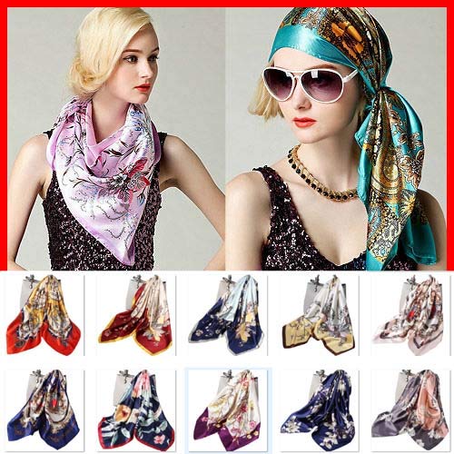 Ecroon Damen Schal Kopftücher Halstuch Elegante Schal Frauen Elegant Seidenschal Business Seidentuch Scarf Bandana Taschentuch Ansatz Handgelenk Verpackungs (One size, M) - 2