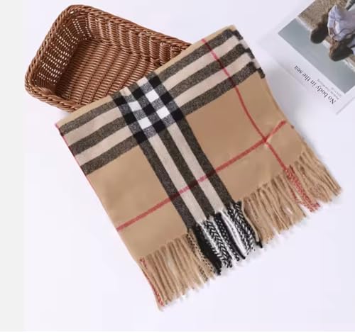 KARMA.DIEM Karierter Schal - Angenehm Weich - Schal kariert für Damen und Herren - Perfekt für Herbst und Winter 35x180cm (Camel) - 6