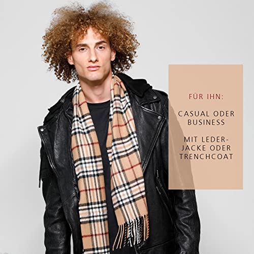 FRAAS Cashmink Schal 35 x 200 cm - Weicher als Kaschmir - Schal kariert für Damen und Herren - Perfekt für Herbst und Winter Beige - 4