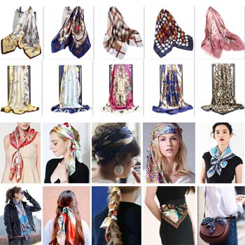 Ecroon Damen Seide Gefühl Schal Halstuch Schal Frauen Elegant Seidenschal Business Seidentuch Scarf Bandana Taschentuch Ansatz Handgelenk Kopftücher - 3