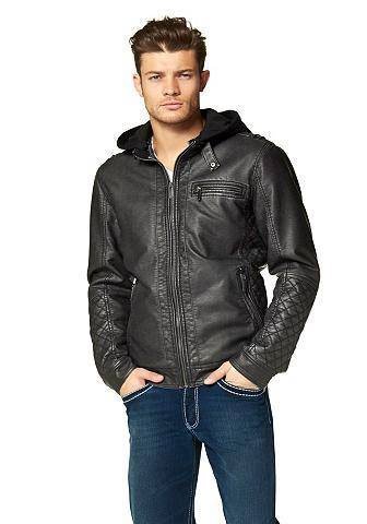 JOHN DEVIN Herren Lederimitat Jacke gefüttert mit abnehmbarer Sweat Kapuze Schwarz XL - 6