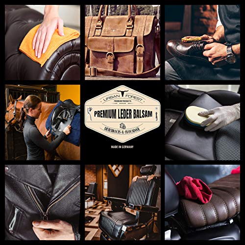 URBAN FOREST Lederpflege mit Bienenwachs & Avocado-Öl 500ml für Auto Sofa Couch Möbel Jacke Motorradbekleidung Handtaschen Ledercouch Schuhe Sattel für Pferde Lederfett - Premium Leder Balsam - 3