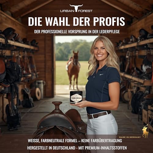 URBAN FOREST Lederpflege mit Bienenwachs & Avocado-Öl 500ml für Auto Sofa Couch Möbel Jacke Motorradbekleidung Handtaschen Ledercouch Schuhe Sattel für Pferde Lederfett – Premium Leder Balsam - 5