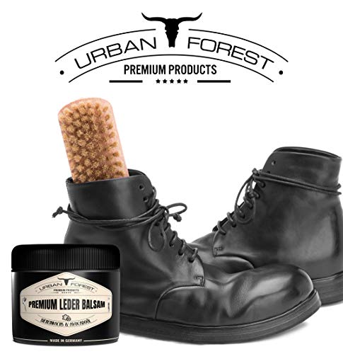 URBAN FOREST Lederpflege mit Bienenwachs & Avocado-Öl 500ml für Auto Sofa Couch Möbel Jacke Motorradbekleidung Handtaschen Ledercouch Schuhe Sattel für Pferde Lederfett - Premium Leder Balsam - 8