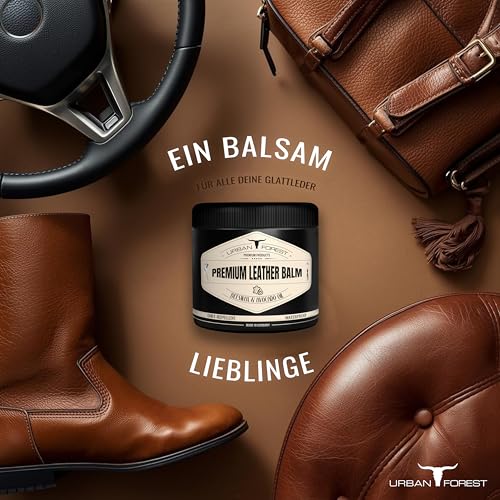 URBAN FOREST Lederpflege mit Bienenwachs & Avocado-Öl 250ml für Auto Sofa Couch Möbel Jacke Motorradbekleidung Handtaschen Ledercouch Schuhe Sattel für Pferde Lederfett – Premium Leder Balsam - 3
