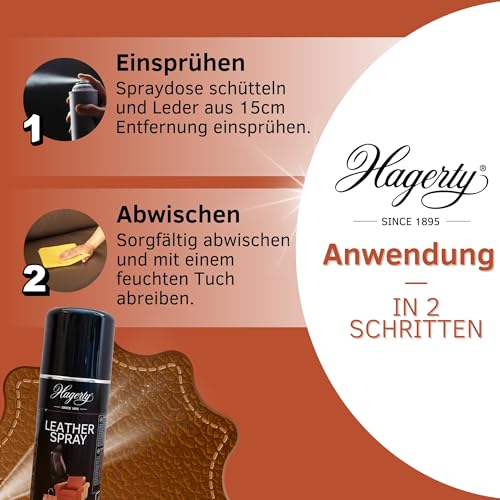 Hagerty Leather Spray 200 ml I Effizientes Leder-Schutz-Spray für die Reinigung und Pflege von Leder I Lederreiniger für Möbel, Taschen, Gürtel, Jacken, Accessoires, Sitze, Motorrad, Kleidung, uvm. - 2