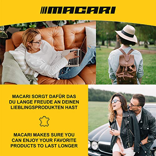 Macari Lederpflege 500ml Balsam + 500ml Reiniger + 2 Schwamm + Lederbürste Premium Leder Lederreiniger Set Bienenwachs für Ledercouch Auto Möbel Jacke Kleidung Sofa Handtasche Schuhe Sattel Lederfett - 7