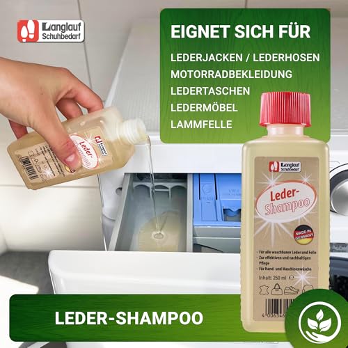 Langlauf Schuhbedarf Lederwaschmittel Lederbekleidung Lammfellwaschmittel 250ml Flasche für viele Wäschen Ledershampoo Hand & Maschinenwäsche Lambskin Leather Detergent Lederseife - 4
