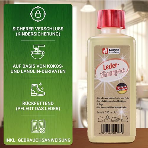 Langlauf Schuhbedarf Lederwaschmittel Lederbekleidung Lammfellwaschmittel 250ml Flasche für viele Wäschen Ledershampoo Hand & Maschinenwäsche Lambskin Leather Detergent Lederseife - 7