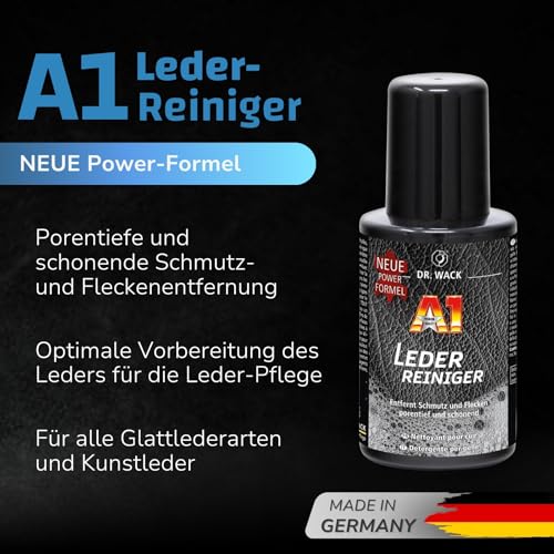 DR. WACK - A1 Lederreiniger für Auto 250 ml - porentiefe & schonende Reinigung Autoinnenraum - gründliche Entfernung von Schmutz & Flecken - für Glatt- & Kunstleder - Hochwertige Autopflege - 2