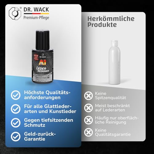 DR. WACK - A1 Lederreiniger für Auto 250 ml - porentiefe & schonende Reinigung Autoinnenraum - gründliche Entfernung von Schmutz & Flecken - für Glatt- & Kunstleder - Hochwertige Autopflege - 5