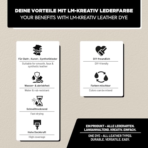 LM-Kreativ Lederfarbe 50ml - Braun - Hochwertige Farbe für Lederpflege und Leder Reparatur – Ideal für Sneaker, Schuhe und Taschen - Geeignet für Glattleder, Kunstleder und Lederoberflächen - 3
