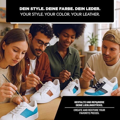 LM-Kreativ Lederfarbe 50ml - Braun - Hochwertige Farbe für Lederpflege und Leder Reparatur – Ideal für Sneaker, Schuhe und Taschen - Geeignet für Glattleder, Kunstleder und Lederoberflächen - 4