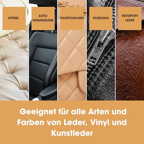 Furniture Clinic - Komplettes Lederpflege-Set | Lederreiniger & Schutzcreme für Sofas, Autos, Möbel | Das Premium Set ist mit einem Lederduft angereichert und enthält je 250ml Reiniger & Conditioner - 4