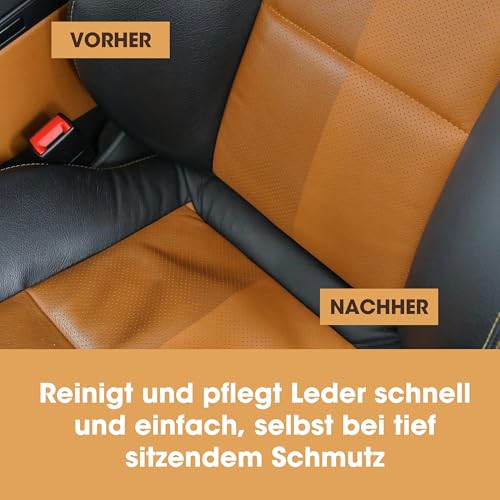 Furniture Clinic - Komplettes Lederpflege-Set | Lederreiniger & Schutzcreme für Sofas, Autos, Möbel | Das Premium Set ist mit einem Lederduft angereichert und enthält je 250ml Reiniger & Conditioner - 8