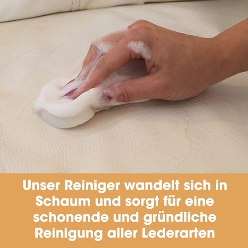 Furniture Clinic - Komplettes Lederpflege-Set | Lederreiniger & Schutzcreme für Sofas, Autos, Möbel | Das Premium Set ist mit einem Lederduft angereichert und enthält je 250ml Reiniger & Conditioner - 9