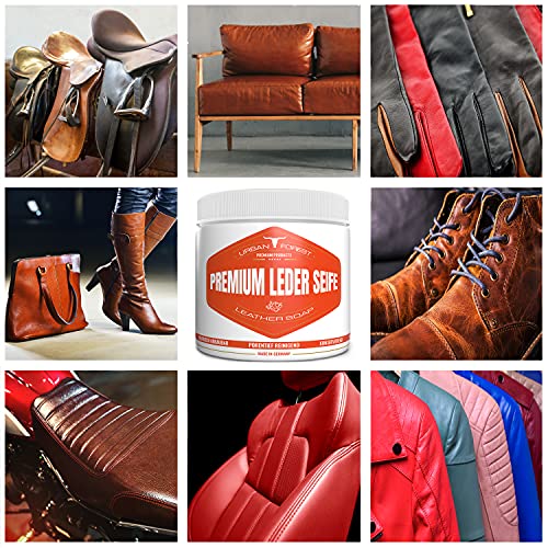 Lederseife 500ml Sattelseife Lederpflege für Profis | Intensiv Lederwaschmittel zur Lederreinigung | Auto Leder- & Polster-Reiniger | Waschkonzentrat mit biologischen Inhaltsstoffen | URBAN Forest® - 6