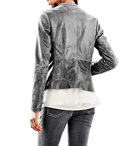 RICK CARDONA Designer-Lammnappa-Lederjacke, grau-Silber (40) - 3