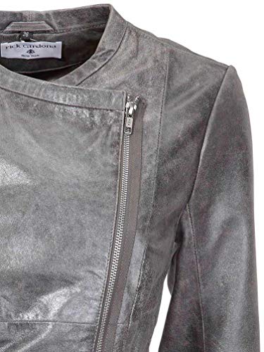 RICK CARDONA Designer-Lammnappa-Lederjacke, grau-Silber (40) - 4