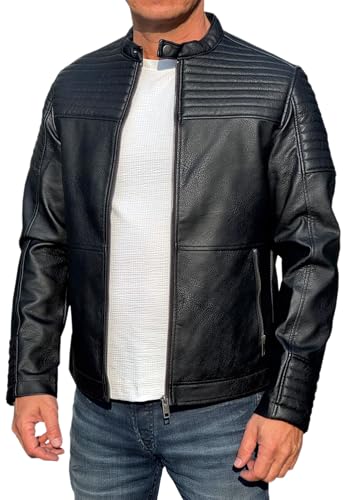 JACK & JONES Herren Kunstlederjacke Jacke JCOSMITH Biker Jacket, Gr. Medium, Schwarz (Black Fit:ONE) - 3